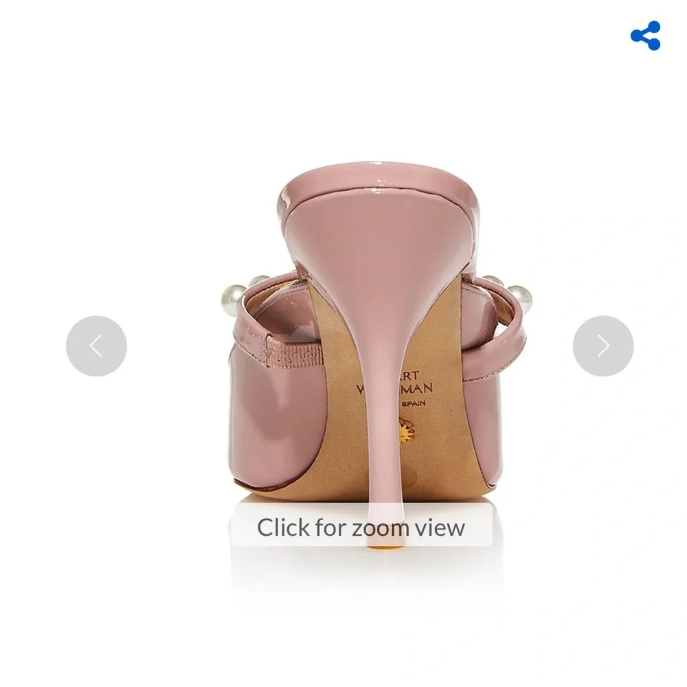 Stuart Weitzman Goldie Womens Patent Leather Slip On Pumps with pearls. - Picture 4 of 8